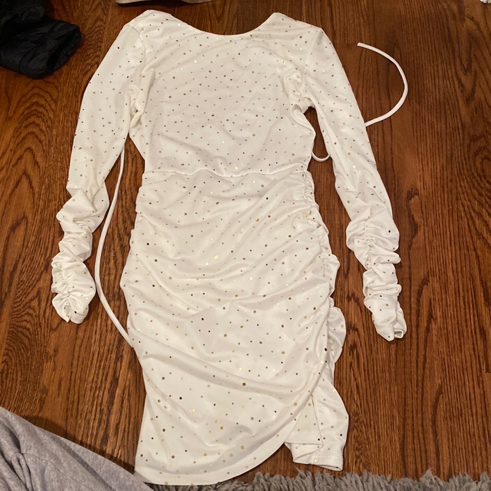White dress with gold sparkles !